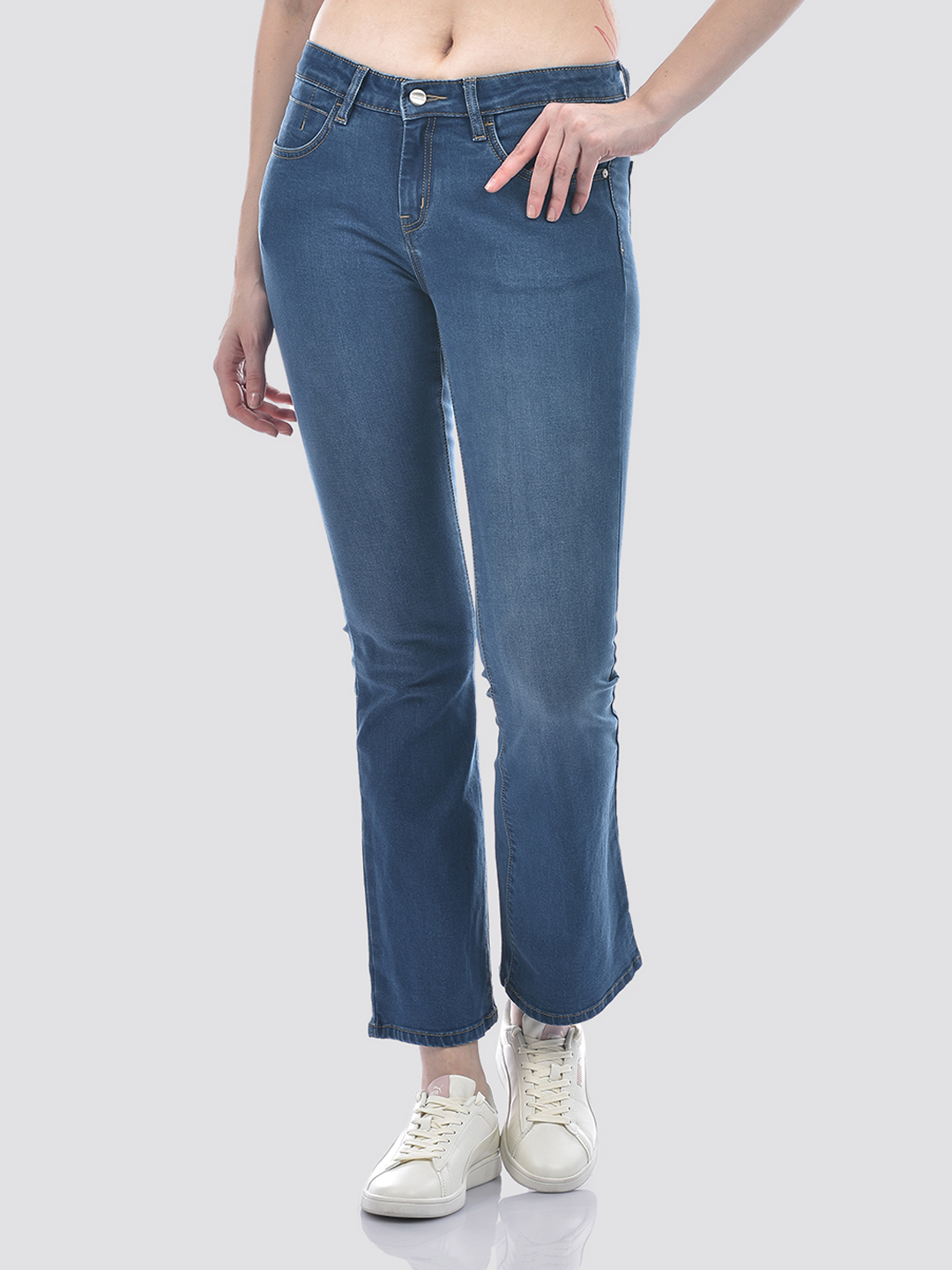 Numero Uno Women Blue Boot Cut Utility Cargo Sustainable Jeans